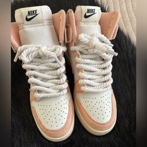 Nike Dunk High 1985 Artic Orange Jordan, Size 7.5 women. 2 charms are included